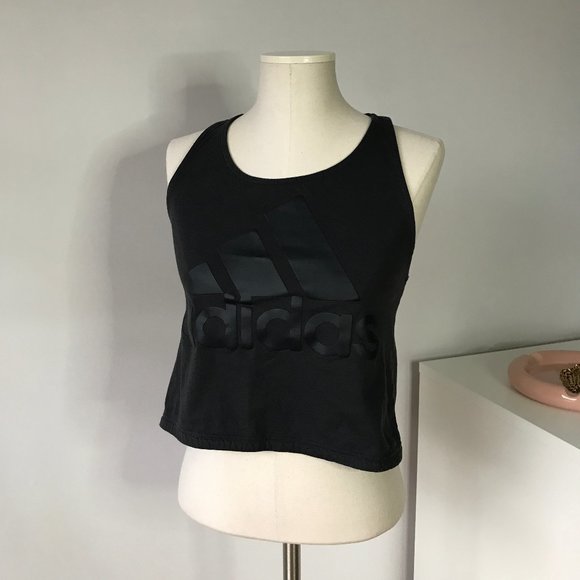 Adidas Sport ID Cotton Cropped Racerback Tank Top - Picture 1 of 5